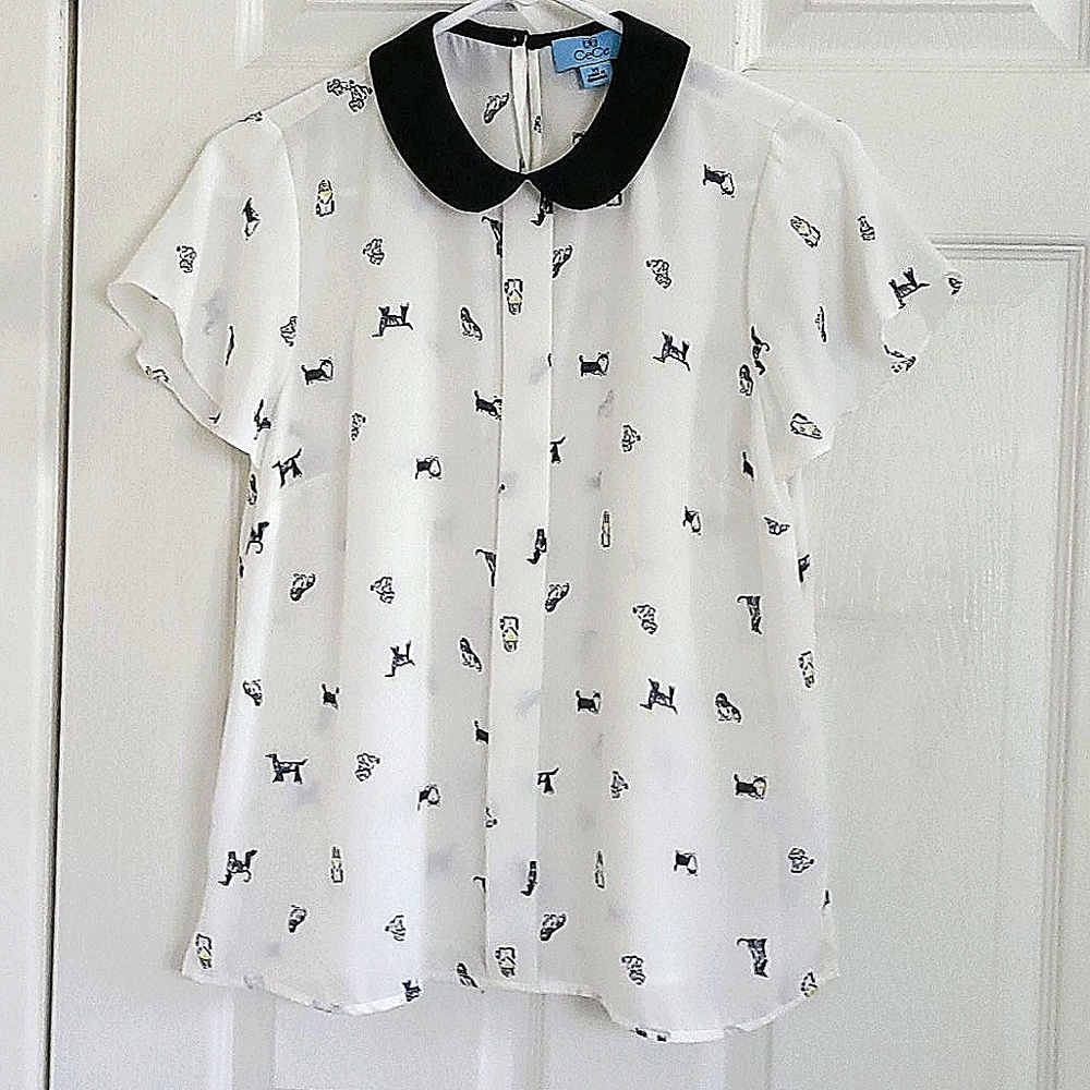 CeCe Dog Print Blouse